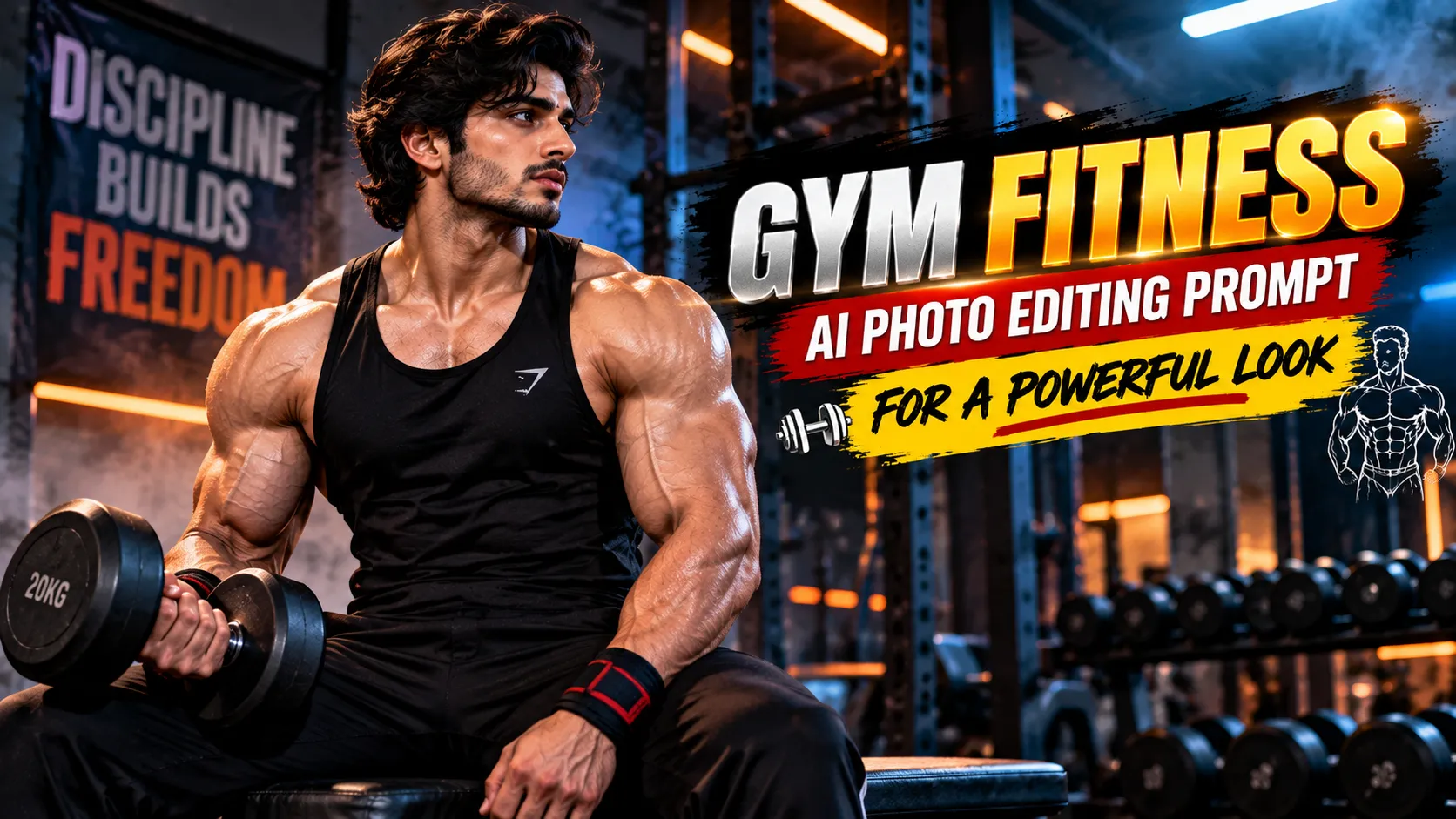 Gym & Fitness AI Photo Editing Prompts: Athletic Aesthetics, Muscle Definition & Power Lighting