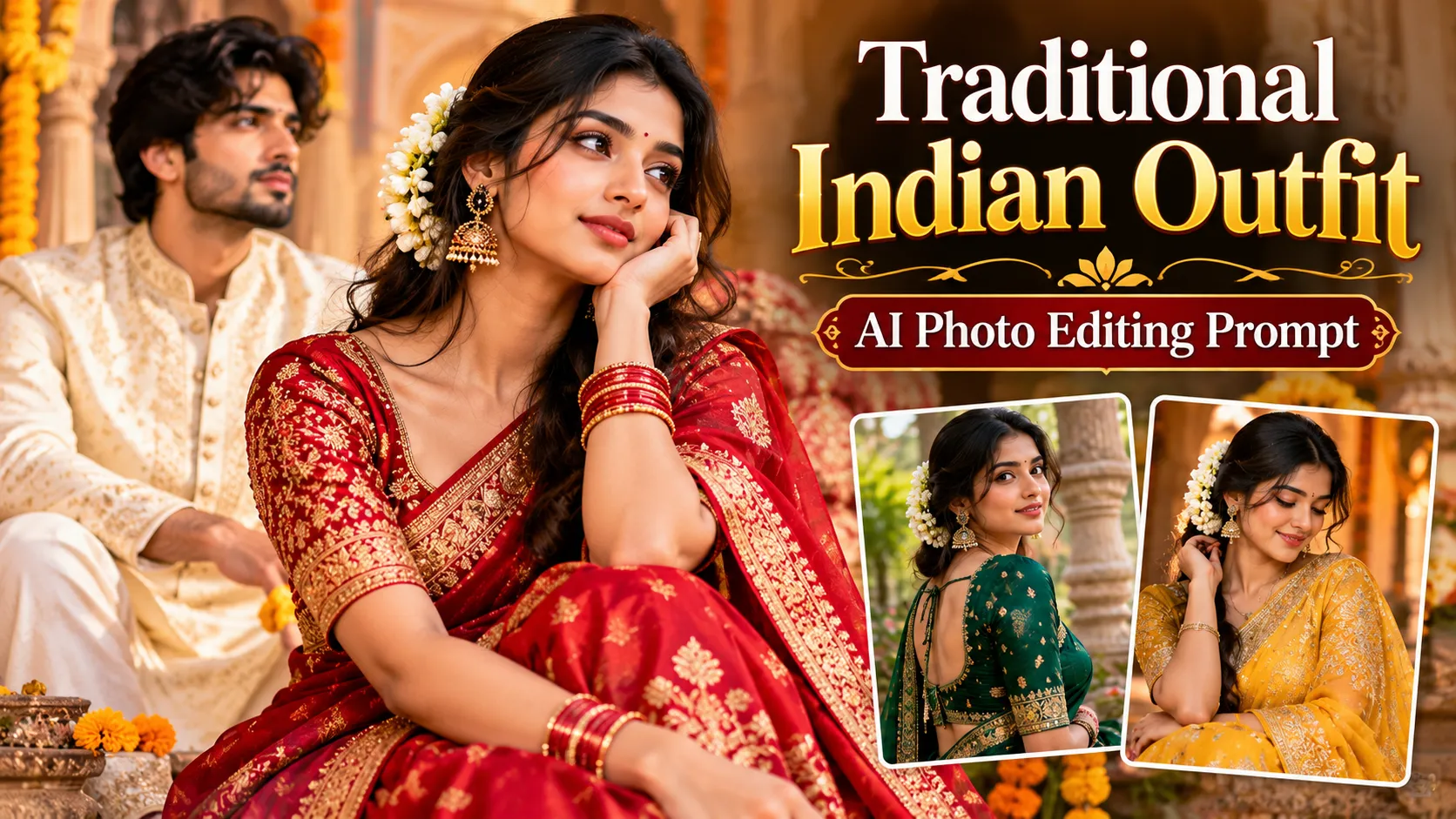 Traditional Indian Outfit AI Photo Editing Prompts: Royal Cultural & Ethnic Attire